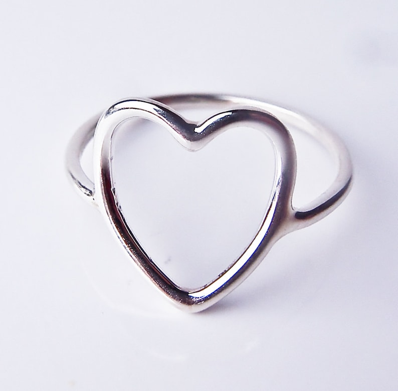 Heart Ring in Recycled Sterling Silver Open Heart Ring Heart Shaped Ring Heart Outline Big Heart Valentine Gift Love image 4