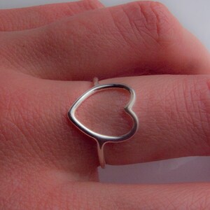 Heart Ring in Recycled Sterling Silver Open Heart Ring Heart Shaped Ring Heart Outline Big Heart Valentine Gift Love image 5