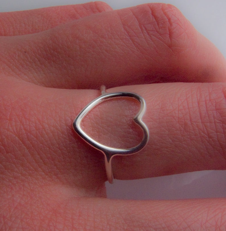 Heart Ring in Recycled Sterling Silver Open Heart Ring Heart Shaped Ring Heart Outline Big Heart Valentine Gift Love image 5