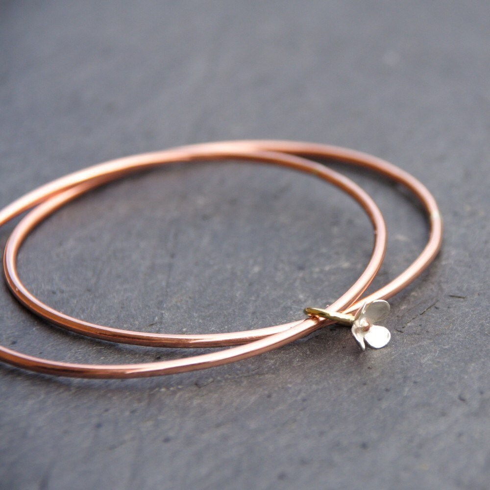 Flower Charm Bangle Etsy