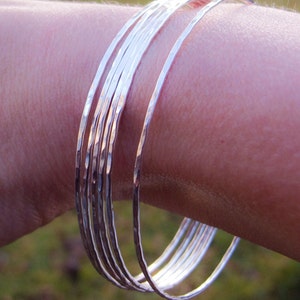 One Single Stacking Bangle Bracelet in Recycled Sterling Silver Skinny, Simple, Modern, Stacking, Thin image 5