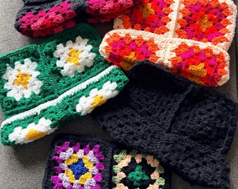 Crochet Granny square cat hat