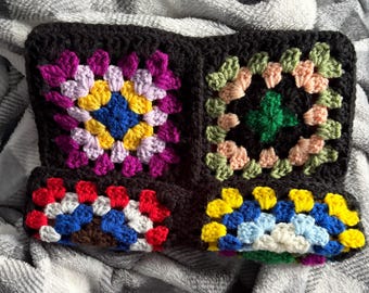 mixed Granny square Cat beanie