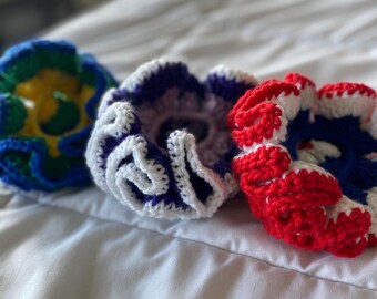 3 Color Crochet Scrunchies