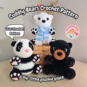 3-in-1 Crochet Bear Pattern | Amigurumi Teddy Bear PDF | Digital File | The Plushie Place