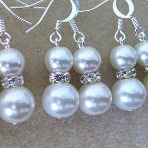 4 Popular Favourite Pearl Bridesmaids Earrings, bridesmaid gifts, bridal party earrings image 2