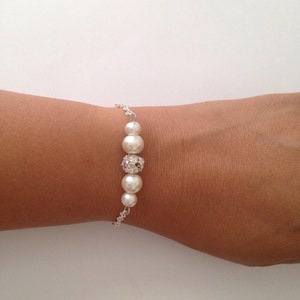 Set of 9 Bridesmaid Gift Bracelets, 9 Pearl and Rhinestone Bracelets, Bridesmaid Pearl Bracelets, Bridesmaid Gifts image 2