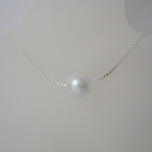 5 Bridesmaid Single Floating Pearl Jewelry Sets Necklace and Earrings, weddings, bridesmaid jewelry image 3