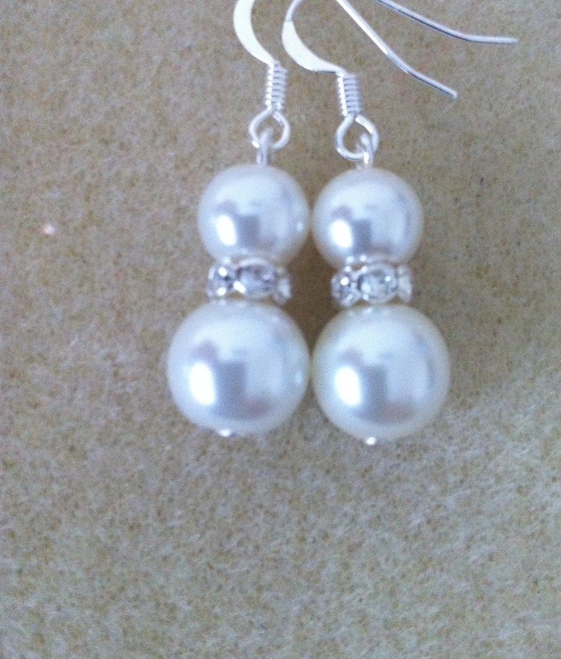 4 Popular Favourite Pearl Bridesmaids Earrings, bridesmaid gifts, bridal party earrings image 3