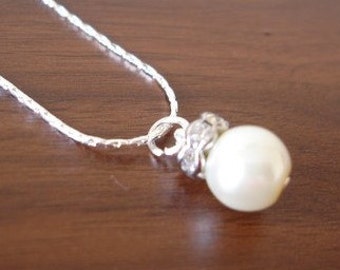 4 Fancy Popular Single Pearl Drop Necklaces, bridesmaid necklaces, bridesmaid gifts, Set of 4 bridesmaid necklaces, necklace gifts