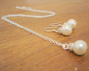 Simple & Elegant Bridesmaid Jewelry Gifts, Pearl Drop Sets, Bridesmaid necklaces, Bridesmaid Earrings