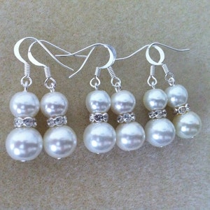 4 Popular Favourite Pearl Bridesmaids Earrings, bridesmaid gifts, bridal party earrings image 1