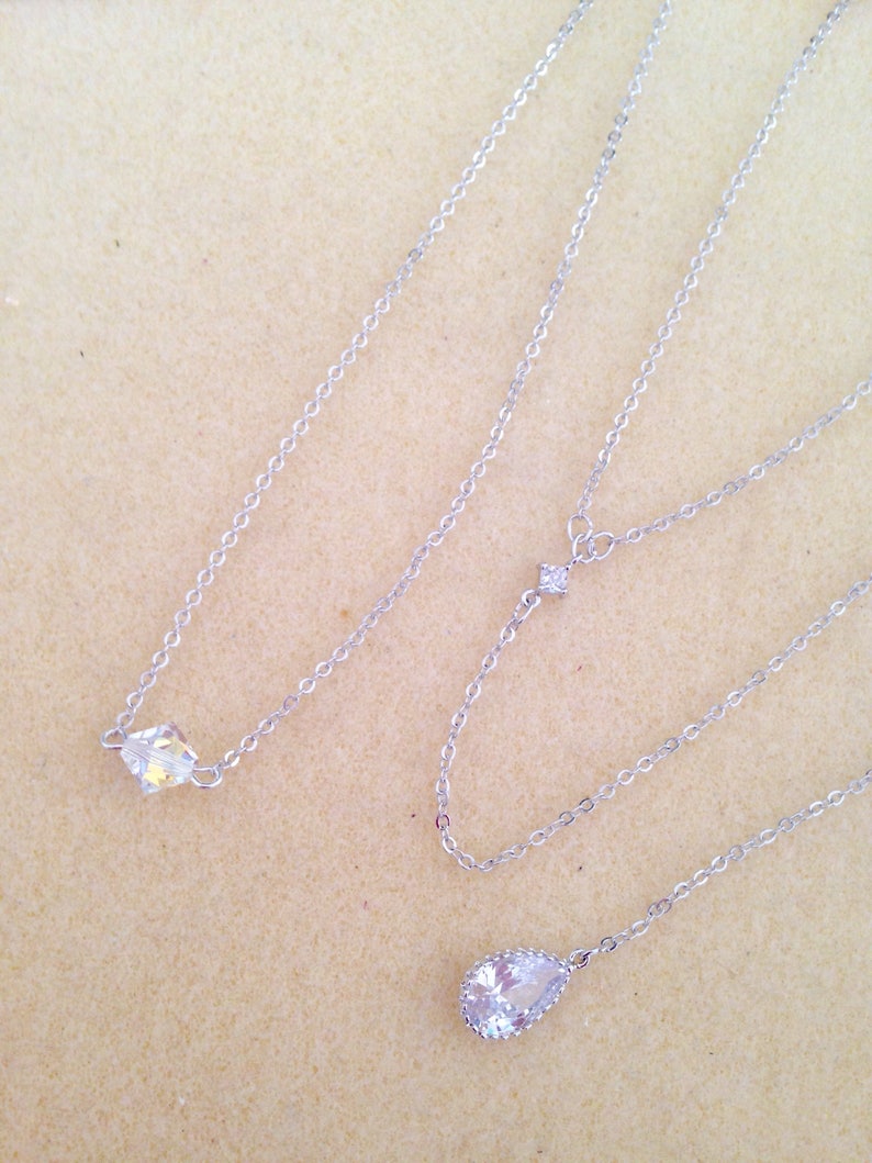 Back Drop Bridal Necklace, Crystal Bridal Backdrop Necklace, Wedding Y-Drop Back Necklace, Bridal Wedding Jewelry image 1
