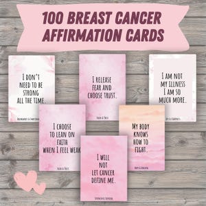 100 Breast Cancer Affirmation Cards Printable Mental Strength & Healing Self-Love Cards Made by Survivor Instant Download Breast Cancer