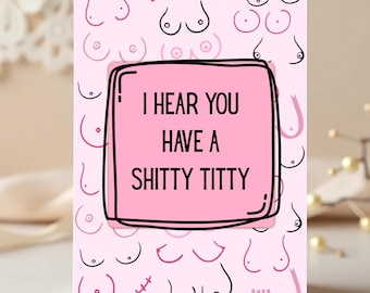 Tarjeta divertida sobre cáncer de mama / Humor de apoyo para la mastectomía (Descarga digital)