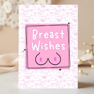 Lustige Brustkrebs-Support-Karte zum Ausdrucken | Rosa Band Affirmation | Überlebendenermutigung | Chemostimmung | Sofortdownload | Brust Wunsch