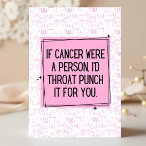 Tarjeta de apoyo divertida, tarjeta de recuperación contra el cáncer, tarjeta de cáncer de mama, regalo humorístico sobre el cáncer para mujeres, cesta de regalo contra el cáncer, apoyo para la doble mastectomía