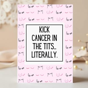 Grappige afdrukbare steunkaart voor borstkanker | Affirmatie roze lint | Aanmoediging voor overlevenden | Chemohumor | Direct downloaden | 3 maten