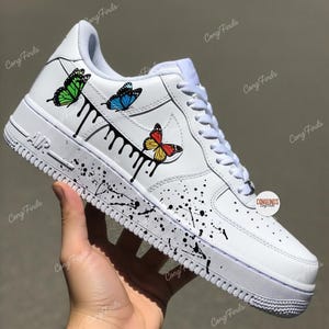 Hand-Painted Butterfly Drip Air Force 1 Sneakers: Custom Colorful AF1 Shoes