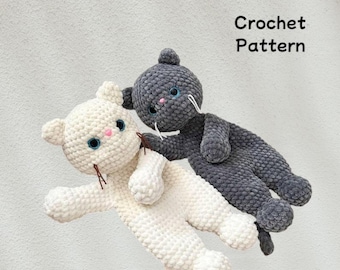 Crochet Cat Snuggler Pattern, Cute Kitty Lovey, Amigurumi Cuddle Kitten PDF, Crochet Pattern for Kids, Easy Plush Toy Tutorial