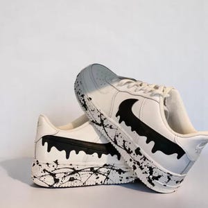 Custom Air Force 1 Black Drip Sneaker, Custom Hand Painted Blue Cartoon Drip AF1 Shoes, Hand Painted Sneaker, Personalized Shoes