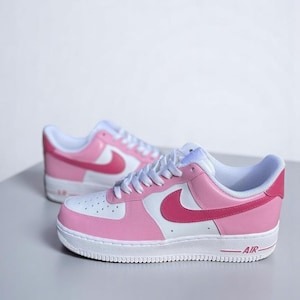 Custom Pink Air Force 1 Sneakers: Hand-Painted Cartoon Drip AF1 Shoes