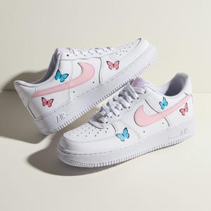 Custom Butterfly Air Force 1 Sneakers, Hand Painted Pink AF1 Shoes, Cute Pastel Custom Shoes For Her, Personalized Gift Idea