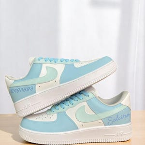 Custom Air Force 1 Blue Sneaker, Custom Hand Painted Blue AF1 Shoes, Custom AF1 Sneaker, Personalized AF1 Shoes