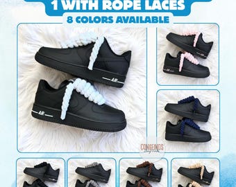 エア フォース 1 カスタム ロープ レース ブラック スニーカー - Etsy 日本