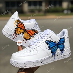 Hand-Painted Butterfly Air Force 1 Sneakers: Custom Monarch AF1 Shoes