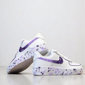 Custom Purple Splatter Air Force 1: Hand-Painted Sneakers