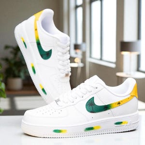 Hand-Painted Tropical Palm Tree Air Force 1 Sneakers: Custom Island Style AF1