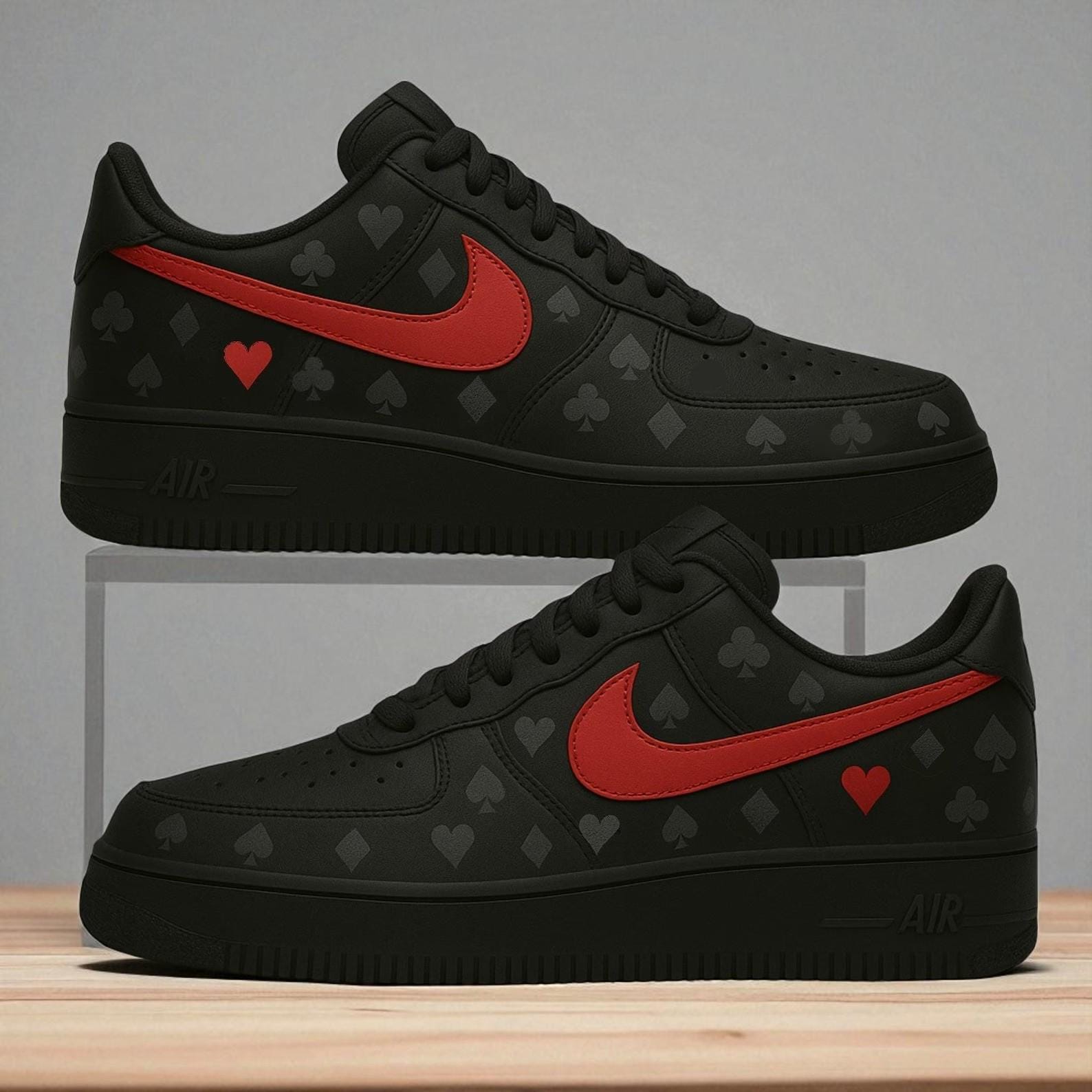 Black Poker Custom Air Force 1 Sneaker, Personalized Poker AF1 Shoes, Gift for Him, Custom Hand Painted Black Poker AF1 Shoes