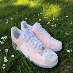 Custom Hand-Painted Light Pink Air Force 1 Sneakers