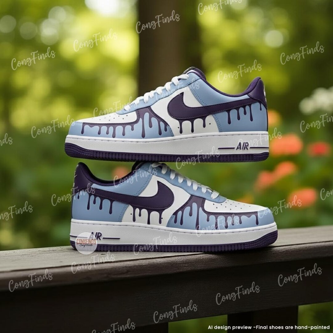 Custom Blue Purple Drip Air Force 1 | Hand-painted Drip Art AF1 ...