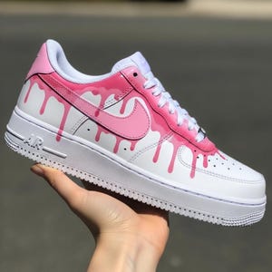 Hand-Painted Pink Drip Air Force 1 Sneakers: Custom AF1 Shoes
