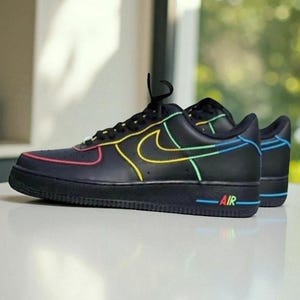 Custom Neon Drip Air Force 1 Sneakers: Hand-Painted, Personalized AF1 Shoes