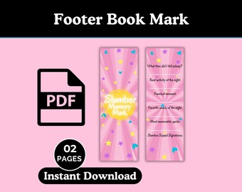Slumber Party Bookmark, Girls Printable Sleepover Activity, Kids Party Favor, Memory Bookmark, Kids Memory Keepsake, Party Game Favor