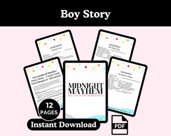 Personalized Slumber Party Story for Boys, Kids Bedtime Story, Sleepover Story, Printable Kids Party Entertainment, Adventure Story