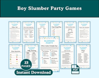 Slumber Party Games for Boys, Slumber Party Bingo, Boys Night Games, Kids Fun Party Games, Printable Tween Birthday Game