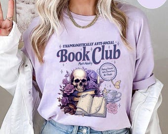 Anti Social Book Club Digital PNG download, Romance Reader PNG , Anti Social Reader, Introverted Reader Tee, Bookish PNG For Book Lover