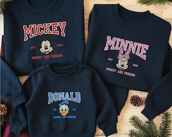 Mickey and Minnie Mouse sweatshirt / Mickey Mouse embroidered sweatshirt / Minnie Mouse jumper / Disney character matching hoodie