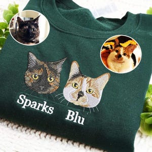 Unique Birthday Gifts For Him - Embroidered Sweatshirt With Cat Photo - Personalized Cat Tshirt - Custom Pet Hoodie - Pet Memorial Gift