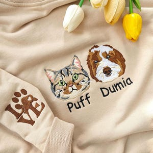 Custom Pet Embroidered Sweatshirt,Custom Dog Embroidered Hoodie,Personalized with Your Pet&#39;s Photo,Gift For Her,Custom Gifts For Dog Owners
