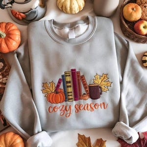 Gemütliches Saison besticktes Sweatshirt, Kürbis Sweatshirt, Herbst Sweatshirts, gemütliches Herbst Sweatshirt, Herbst Sweatshirt, Geschenk für sie