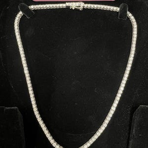 Lab Grown Diamond Tennis Necklace 14.00 Carat Round Genuine 16 Inch White Gold