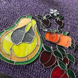 Stained glass fruit - choose pear, apples, pumpkins or strawberries
