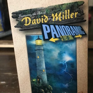 May include: A 500-piece jigsaw puzzle featuring a lighthouse with a stormy sky and lightning. The puzzle box is labeled "Panoramic 3 Feet Long" and "Nightwatch" by artist David Miller. The box also features the Master Pieces logo.