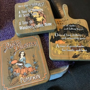 Wooden cutting board fall /autumn themed decor - apples, pumpkin, harvest baking  - to gift baked goods, home decor, etc