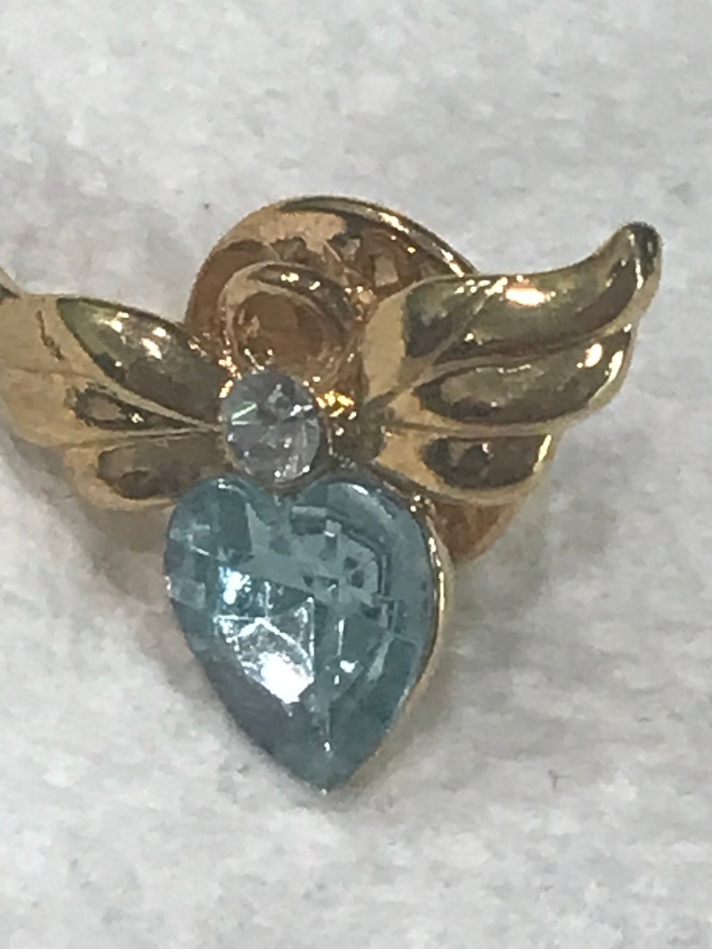 Vintage Avon Tie Tac Pinback Angel Pin - Blue Aquamarine Color Stone ...